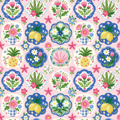 Tecido Tricoline Digital Estampado Mosaico Tropical 9100E16876