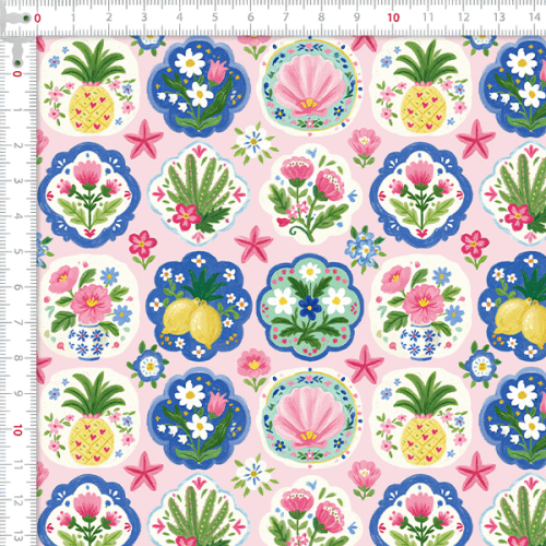 Tecido Tricoline Digital Estampado Mosaico Tropical 9100E16876