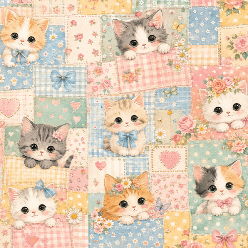 Tecido Tricoline Digital Estampado Patchwork de Gatinhos 9100E16857