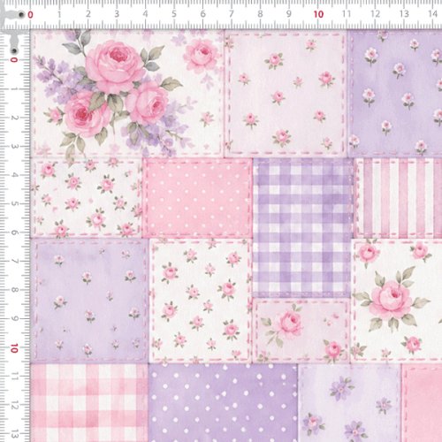 Tecido Tricoline Digital Estampado Patchwork Jardim de Rosas 9100E16869