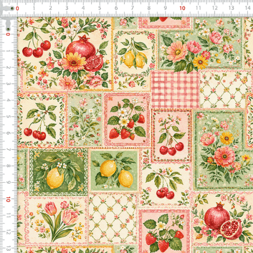 Tecido Tricoline Digital Estampado Pomar Florido 9100E16861