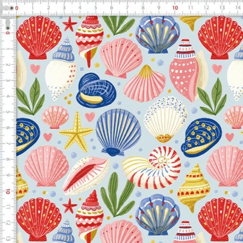 Tecido Tricoline Digital Estampado Tesouros do Mar 9100E16877