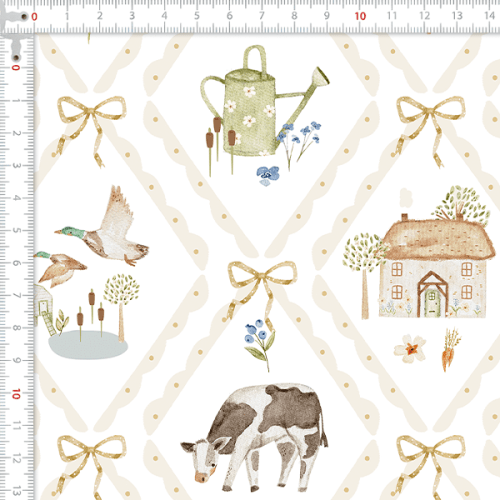 Tecido Tricoline Digital Fazenda Elementos Rurais 9100E15907