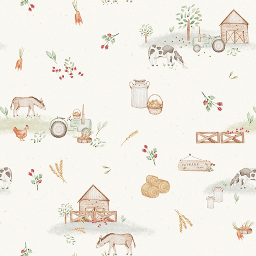 Tecido Tricoline Digital Fazenda Elementos Rurais 9100E16027