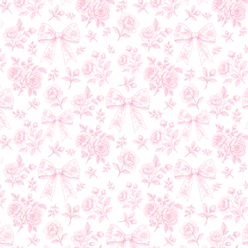 Tecido Tricoline Digital Flores Laços Rosa 9100E15911