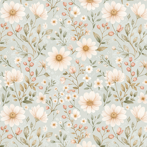 Tecido Tricoline Digital Flores Margaridas Delicadas 9100e15750