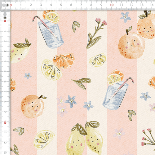 Tecido Tricoline Digital Frutas Verão Listras 9100E16162