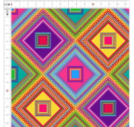 Tecido Tricoline Digital Geométrio Colorido Indiano 9100e7781