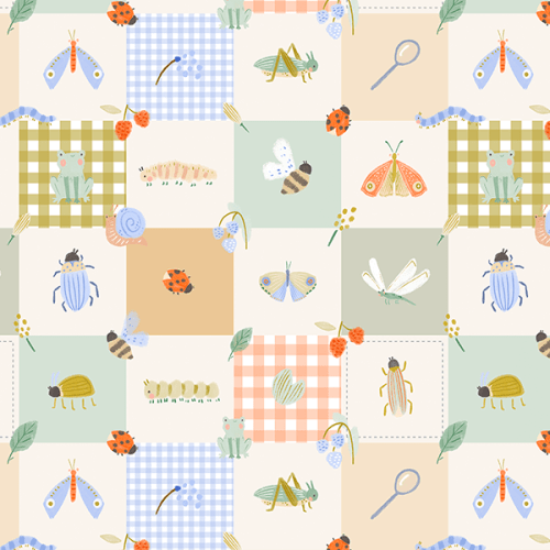Tecido Tricoline Digital Insetos Coloridos Patchwork 9100E16030