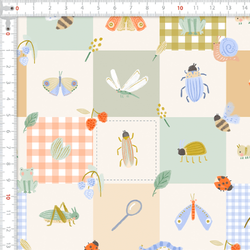 Tecido Tricoline Digital Insetos Coloridos Patchwork 9100E16030