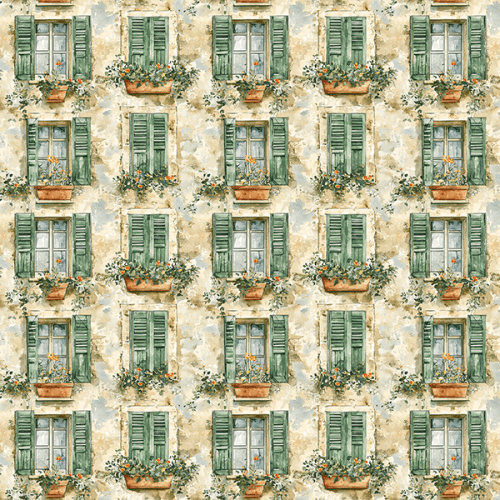 Tecido Tricoline Digital Janelas Floral Vintage 9100E16169