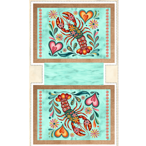 Tecido Tricoline Digital Kit Necessaire Lagosta e Estrela do Mar 9100E15942