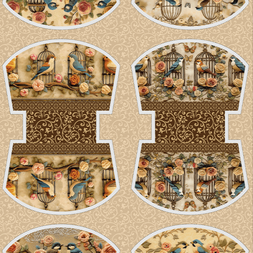 Tecido Tricoline Digital Kit Painel Jardim das Gaiolas 9100E15206