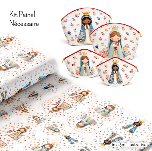 Tecido Tricoline Digital Kit Painel Necessaire 3D Nossa Senhora 9100E16104