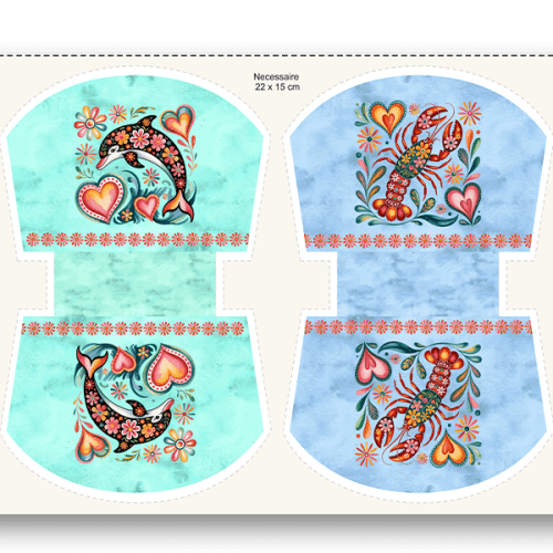 Tecido Tricoline Digital Kit Painel Necessaire Animais do Fundo do Mar 9100E15949