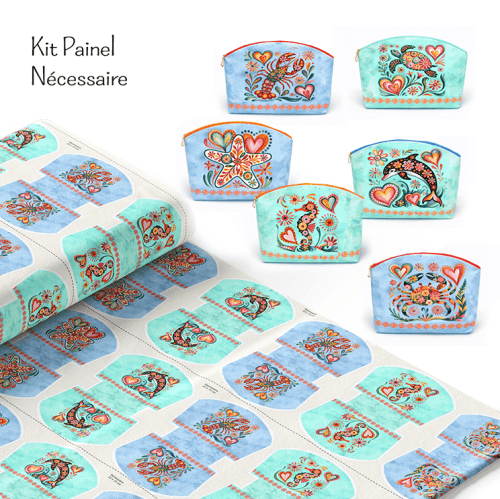 Tecido Tricoline Digital Kit Painel Necessaire Animais do Fundo do Mar 9100E15949