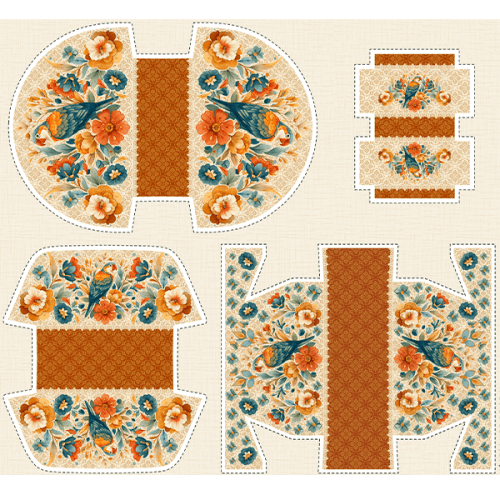 Tecido Tricoline Digital Kit Painel Necessaire Arara Floral 9100E16125