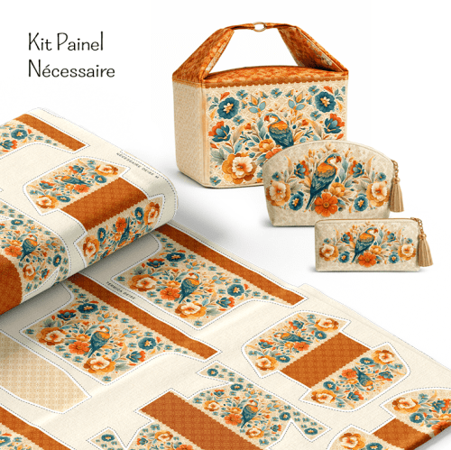 Tecido Tricoline Digital Kit Painel Necessaire Arara Floral 9100E16125