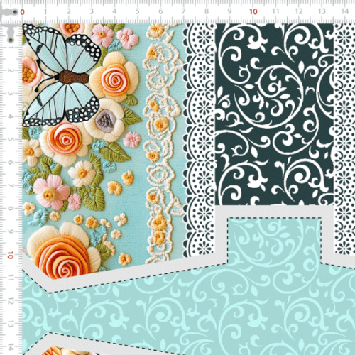 Tecido Tricoline Digital Kit Painel Necessaire Coleção Flor & Xadrez 9100E15204