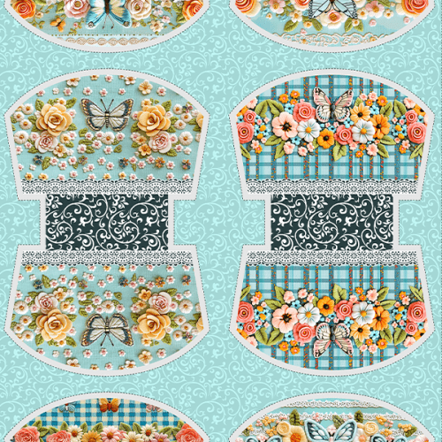 Tecido Tricoline Digital Kit Painel Necessaire Coleção Flor & Xadrez 9100E15204