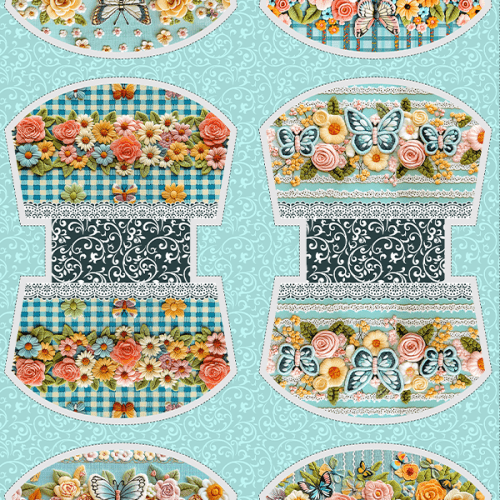 Tecido Tricoline Digital Kit Painel Necessaire Coleção Flor & Xadrez 9100E15204