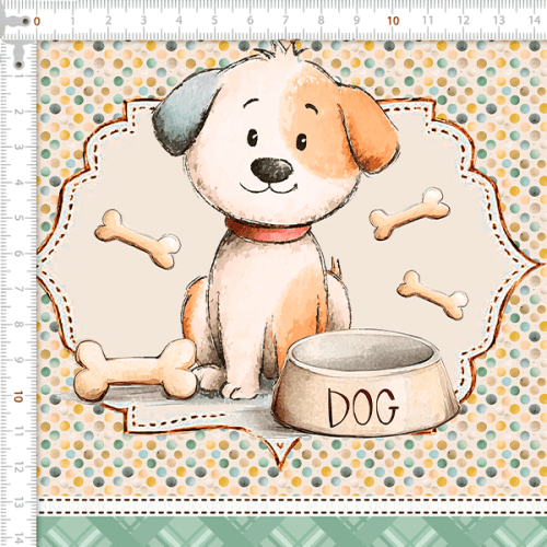 Tecido Tricoline Digital Kit Painel Necessaire Doguinho 9100E16112