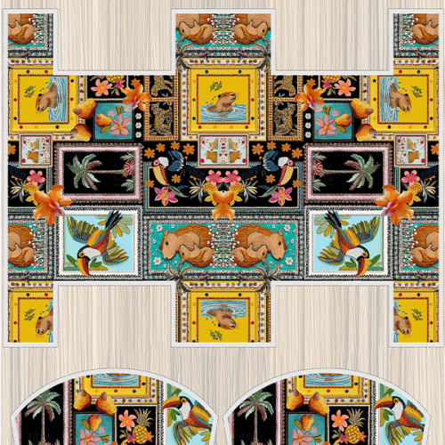 Tecido Tricoline Digital 3D Kit Painel Necessaire Encantos da Floresta 9100E15175