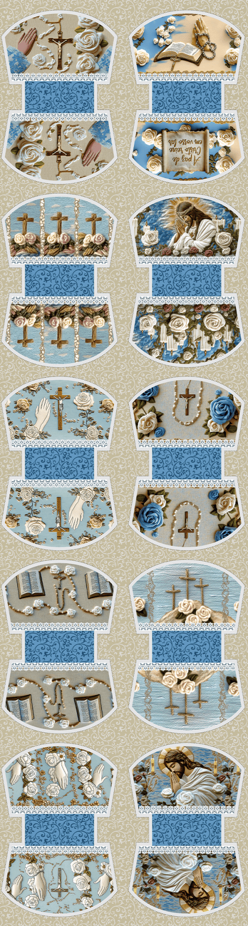 Tecido Tricoline Digital 3D Kit Painel Necessaire Entre Rosas e Orações 9100E15178