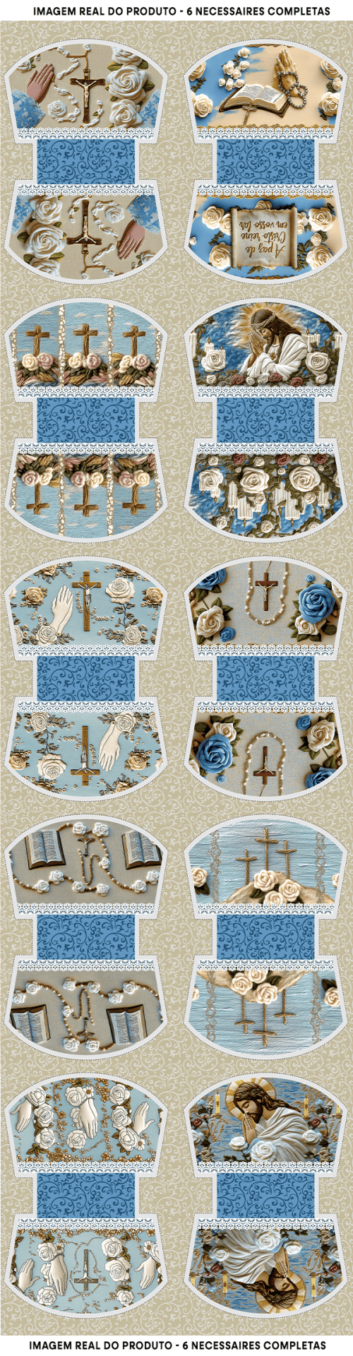 Tecido Tricoline Digital 3D Kit Painel Necessaire Entre Rosas e Orações 9100E15178