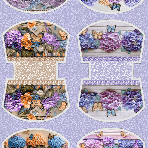 Tecido Tricoline Digital Kit Painel Necessaire Jardim de Lavanda 9100E15200