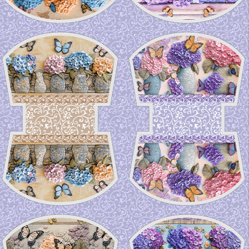 Tecido Tricoline Digital Kit Painel Necessaire Jardim de Lavanda 9100E15200