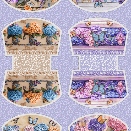 Tecido Tricoline Digital Kit Painel Necessaire Jardim de Lavanda 9100E15200