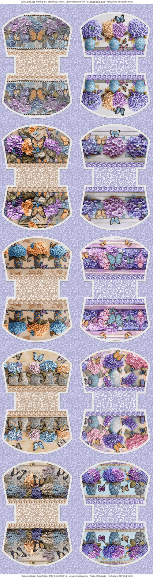 Tecido Tricoline Digital Kit Painel Necessaire Jardim de Lavanda 9100E15200