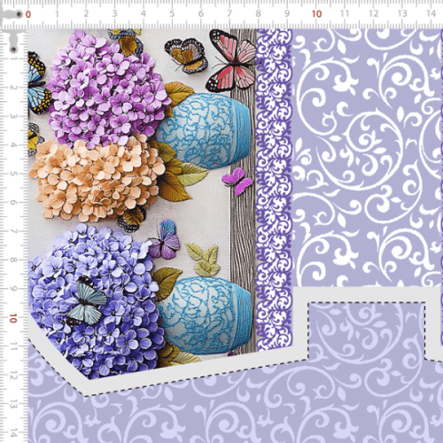 Tecido Tricoline Digital Kit Painel Necessaire Jardim de Lavanda 9100E15200