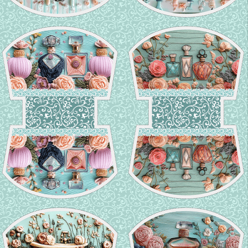Tecido Tricoline Digital Kit Painel Necessaire Make, Rosas & Amor 9100E15199