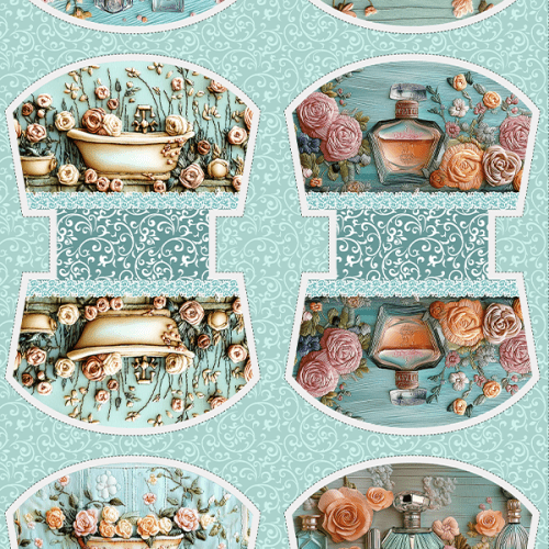 Tecido Tricoline Digital Kit Painel Necessaire Make, Rosas & Amor 9100E15199