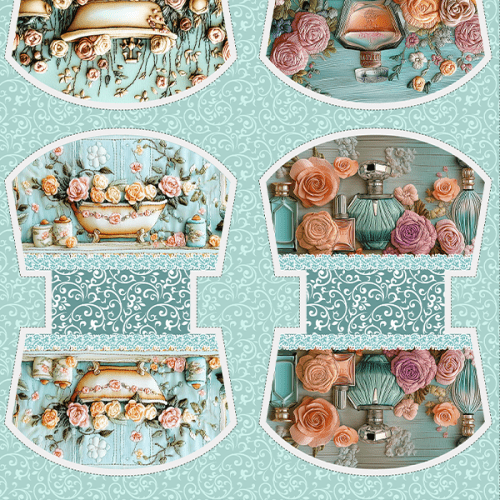 Tecido Tricoline Digital Kit Painel Necessaire Make, Rosas & Amor 9100E15199