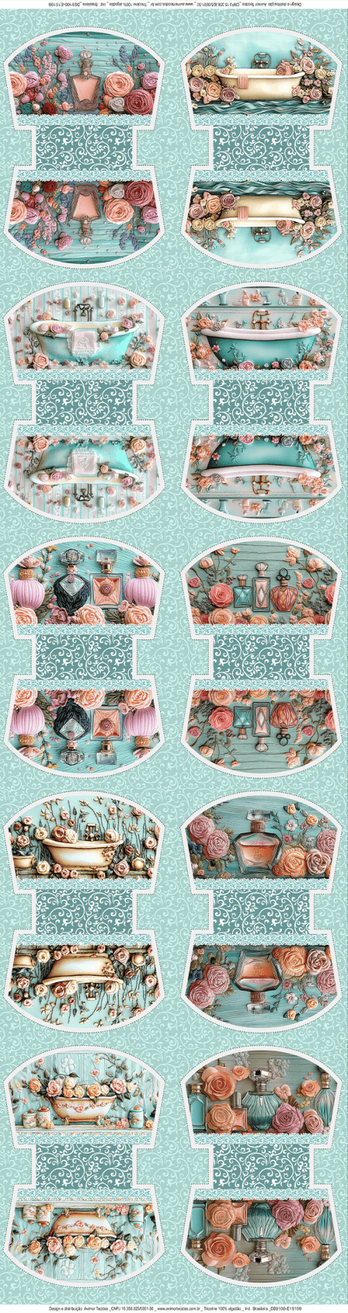 Tecido Tricoline Digital Kit Painel Necessaire Make, Rosas & Amor 9100E15199