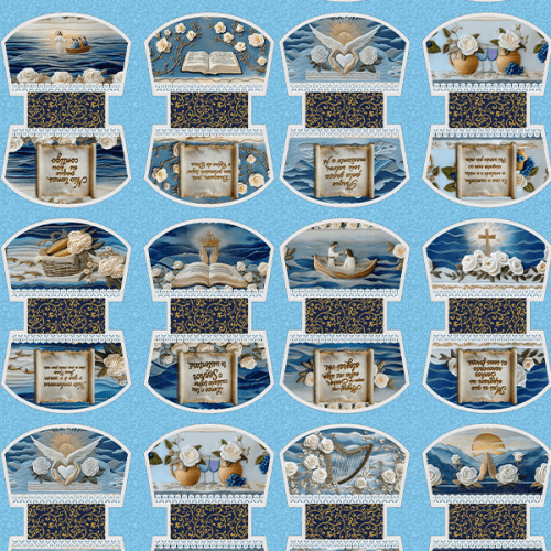 Tecido Tricoline Digital Kit Painel Necessaire O Mar e a Fé 9100E15180
