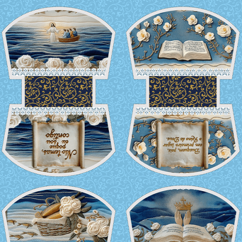 Tecido Tricoline Digital Kit Painel Necessaire O Mar e a Fé 9100E15180