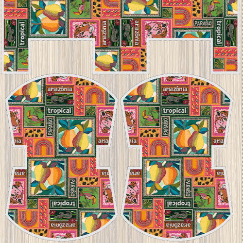 Tecido Tricoline Digital 3D Kit Painel Necessaire Paraíso em Estampa 9100E15174