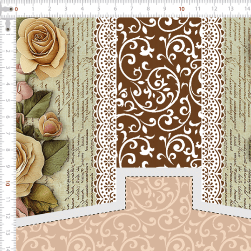 Tecido Tricoline Digital Kit Painel Necessaire Relógio das Rosas 9100E15203