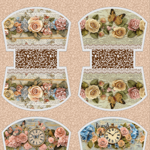 Tecido Tricoline Digital Kit Painel Necessaire Relógio das Rosas 9100E15203