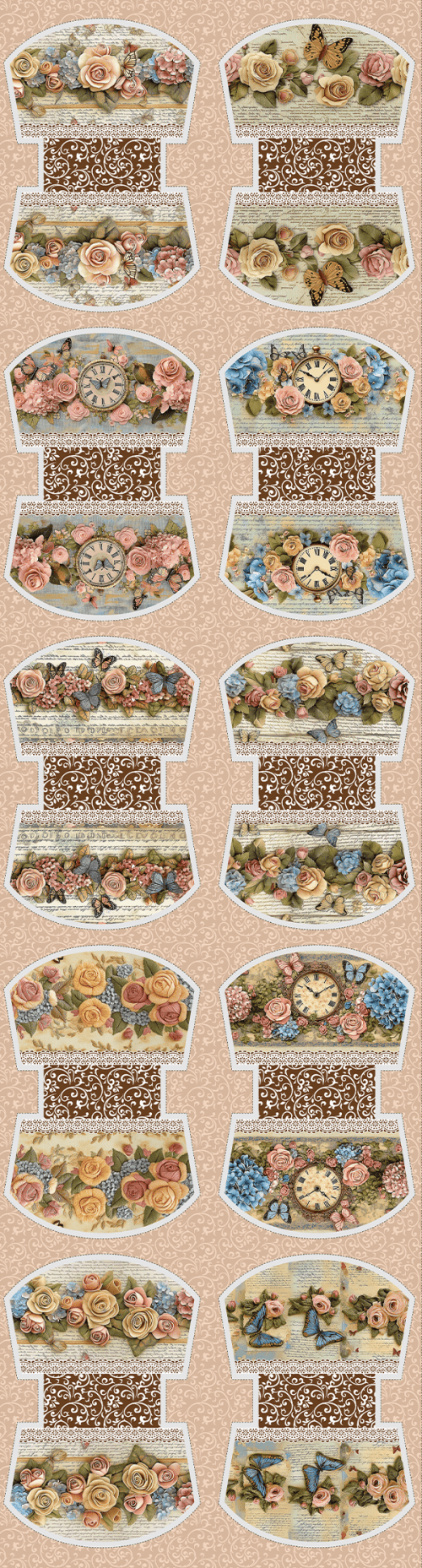 Tecido Tricoline Digital Kit Painel Necessaire Relógio das Rosas 9100E15203