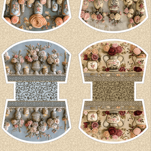 Tecido Tricoline Digital Kit Painel Necessaire Vintage Elegance 9100E15202