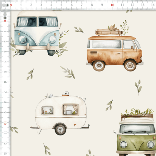 Tecido Tricoline Digital Kombi Retrô Natureza 9100e16462