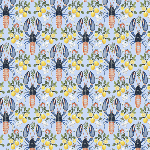 Tecido Tricoline Digital Lagostas Limões Siciliano 9100e15761