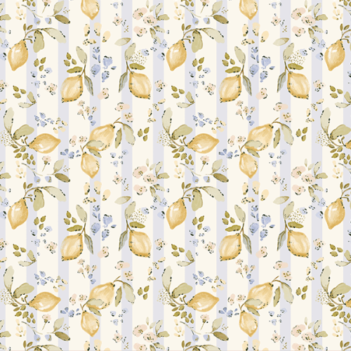 Tecido Tricoline Digital Limão Floral Listrado 9100E16156