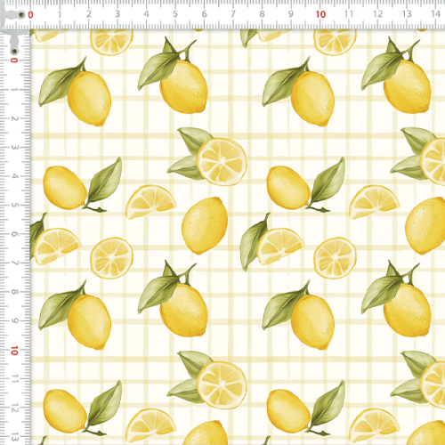 Tecido Tricoline Digital Limões Siciliano Xadrez 9100E16044