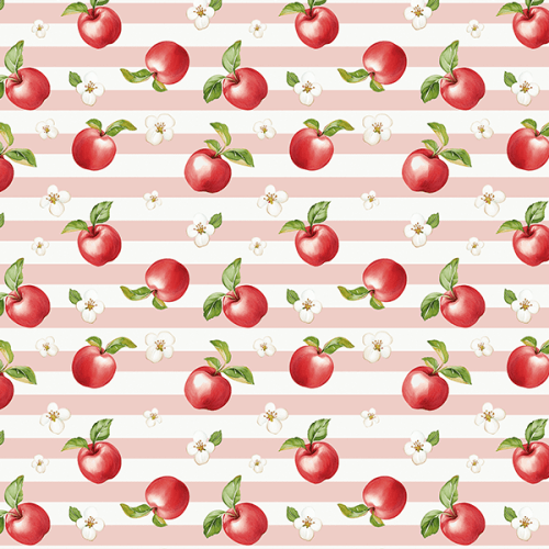 Tecido Tricoline Digital Maçãs Listrado Rosa 9100E16038